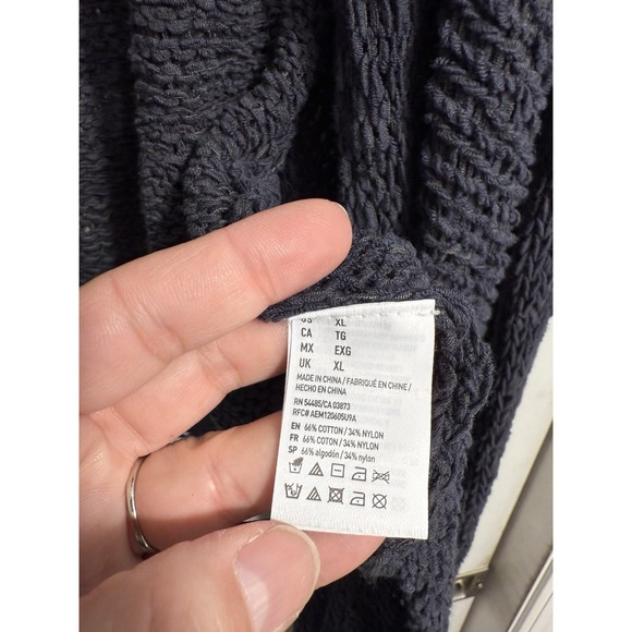 American Eagle Gray Raffia Cardigan Size XL NWT Open Lagenlook Fringe Boho - Picture 3 of 9